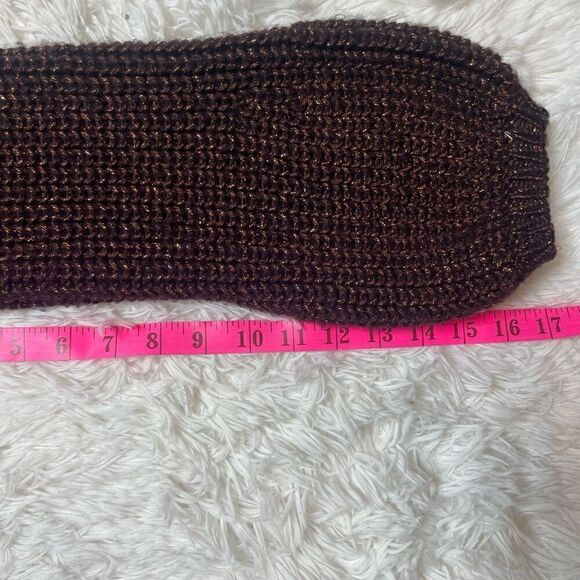 Ann Taylor SHIMMER Chunky Knit Crew Neck Sweater SPICED COCOA XS Balloon Sleeves - Picture 6 of 8